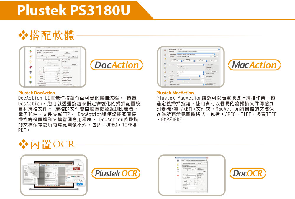 Plustek SmartOffice PS3180U饋紙式掃瞄器