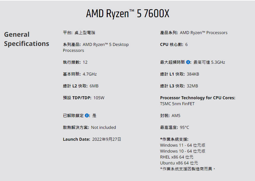 AMD Ryzen 5 7600X ( 100-100000593WOF )