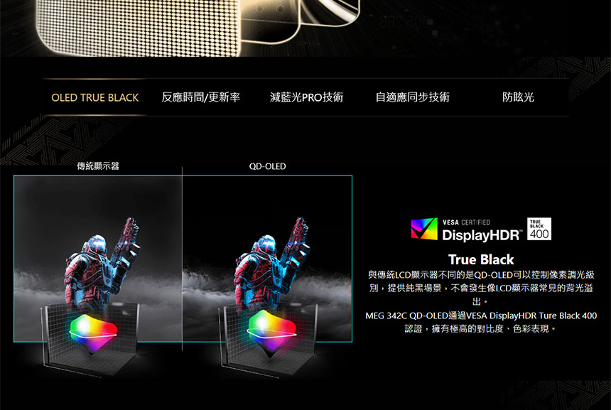MSI微星 MEG 342C QD-OLED HDR400曲面電競螢幕(34型/3440x1440/21:9/175Hz/0.1ms/OLED/HDMI2.1/Type-C)