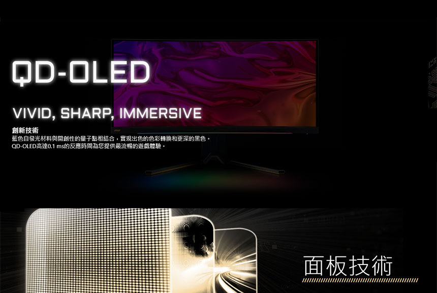 MSI微星 MEG 342C QD-OLED HDR400曲面電競螢幕(34型/3440x1440/21:9/175Hz/0.1ms/OLED/HDMI2.1/Type-C)