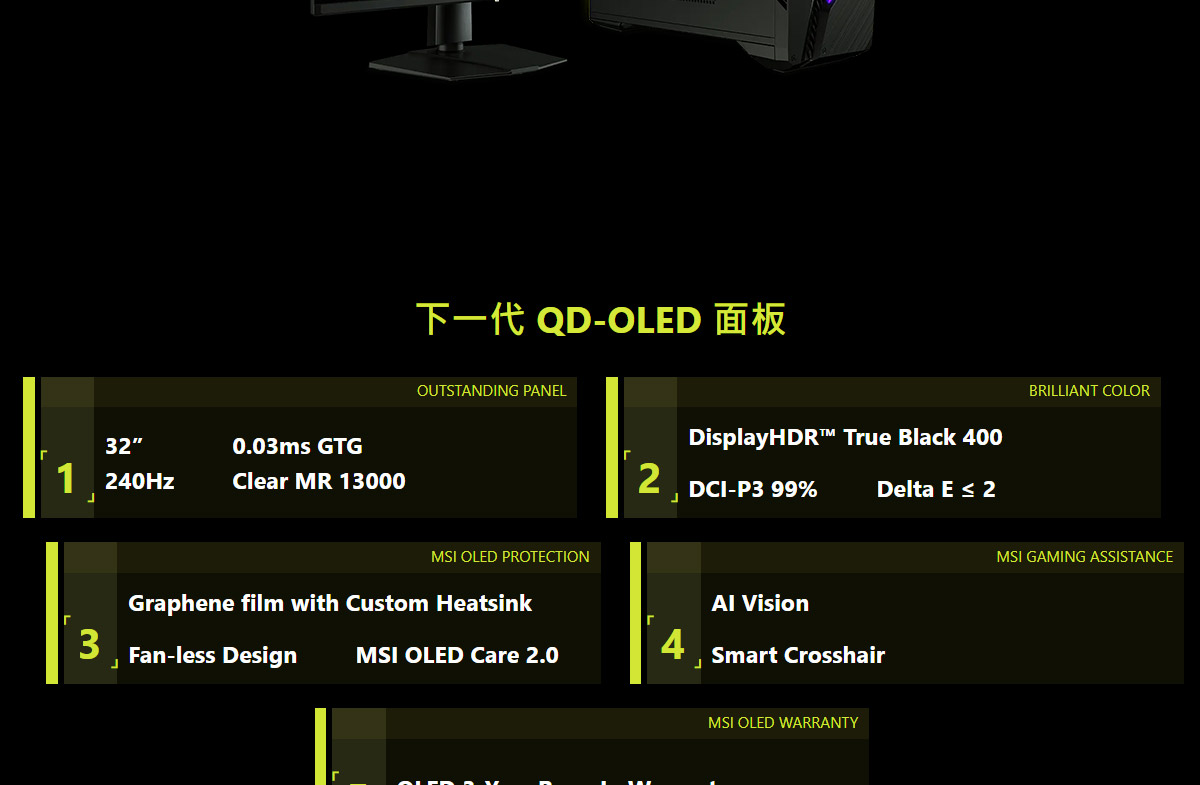 MSI MAG 321UPX QD-OLED HDR平面電競螢幕 (32型/4K/240Hz/0.03ms/QD-OLED/Type-C)