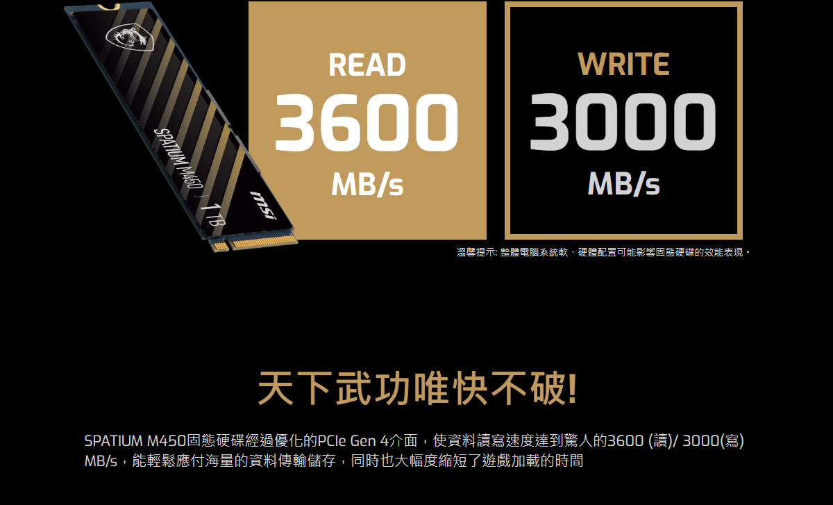 MSI SPATIUM M450 PCIe 4.0 NVMe M.2 1TB
