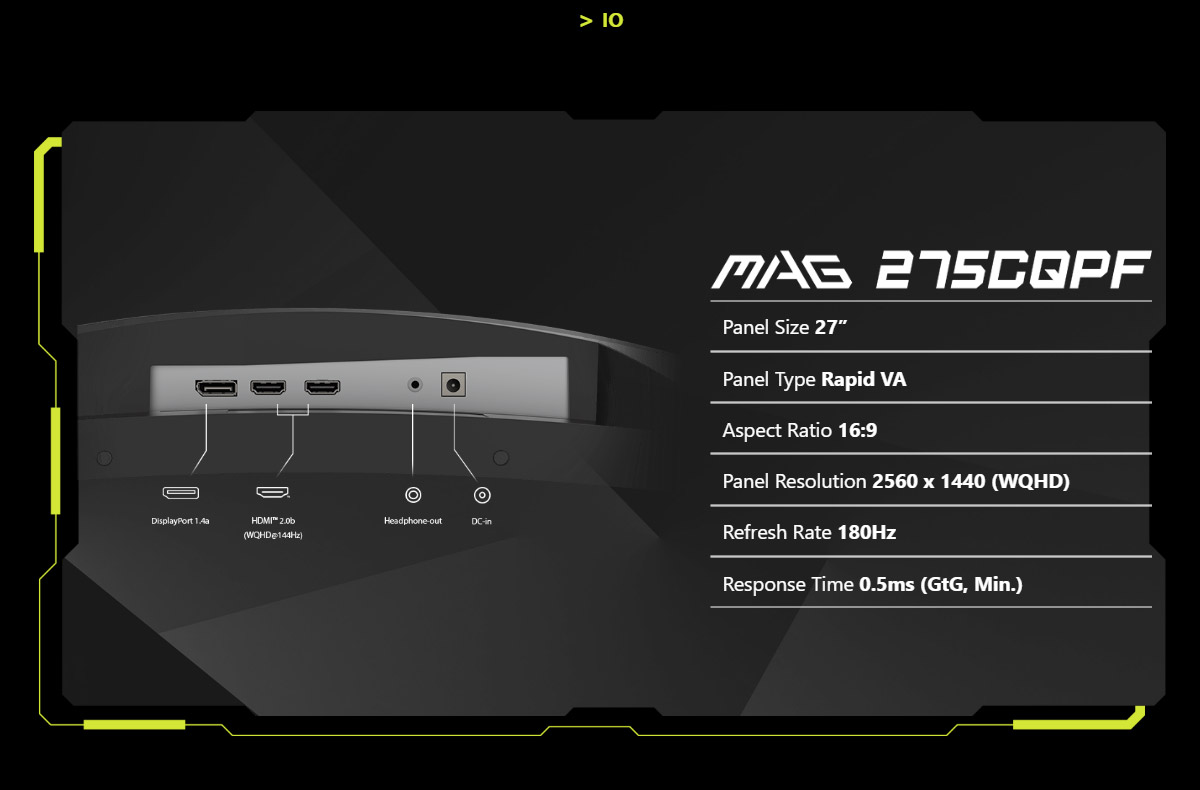 MSI MAG 275CQPF HDR曲面電競螢幕 (27型/2K/180hz/0.5ms/VA/HDMI