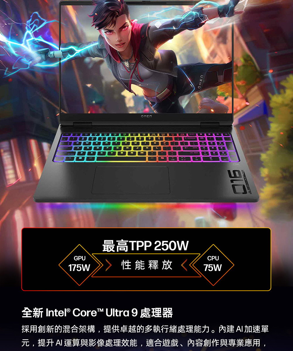 HP OMEN MAX Gaming 16-ah0083TX夜影黑 ( B90JSPA )