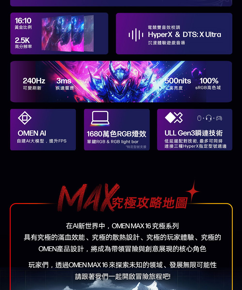 HP OMEN MAX Gaming 16-ah0083TX夜影黑 ( B90JSPA )