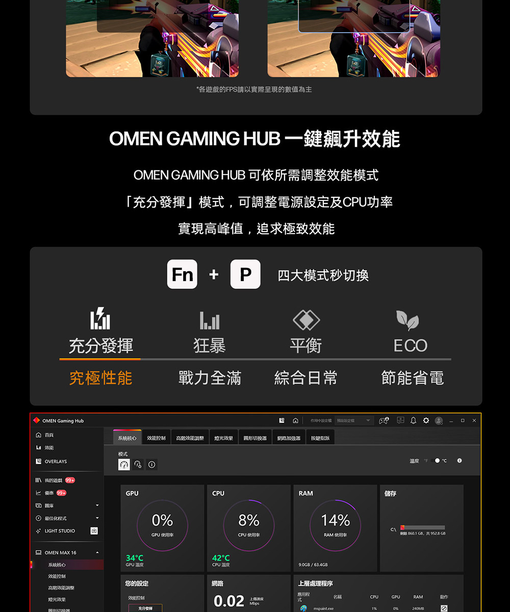 HP OMEN MAX Gaming 16-ah0083TX夜影黑 ( B90JSPA )
