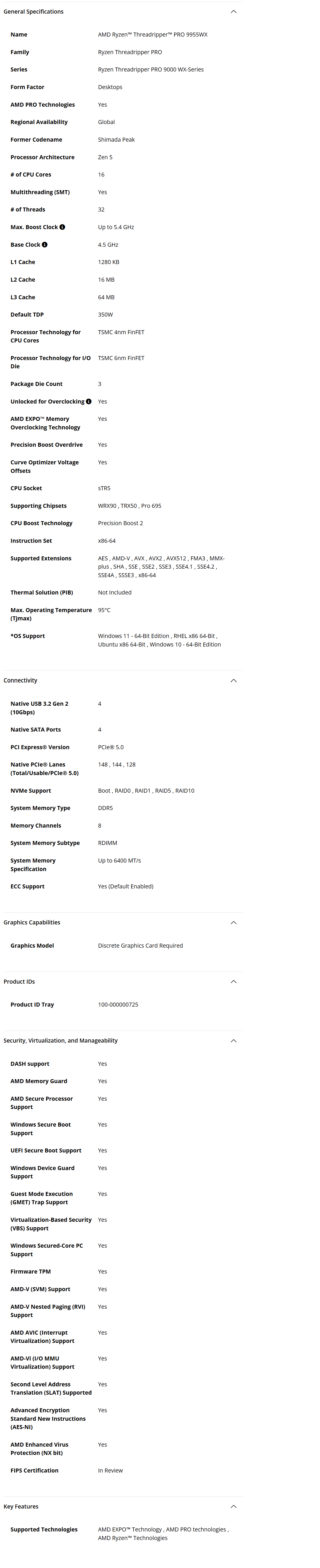AMD Ryzen Threadripper PRO 9955WX ( 100-100000725WOF )