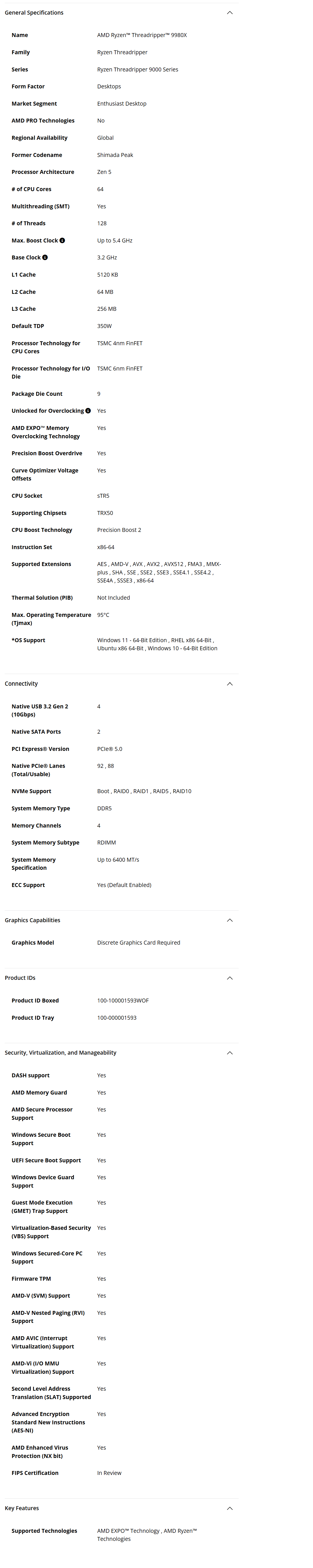 AMD Ryzen Threadripper 9980X ( 100-100001593WOF )