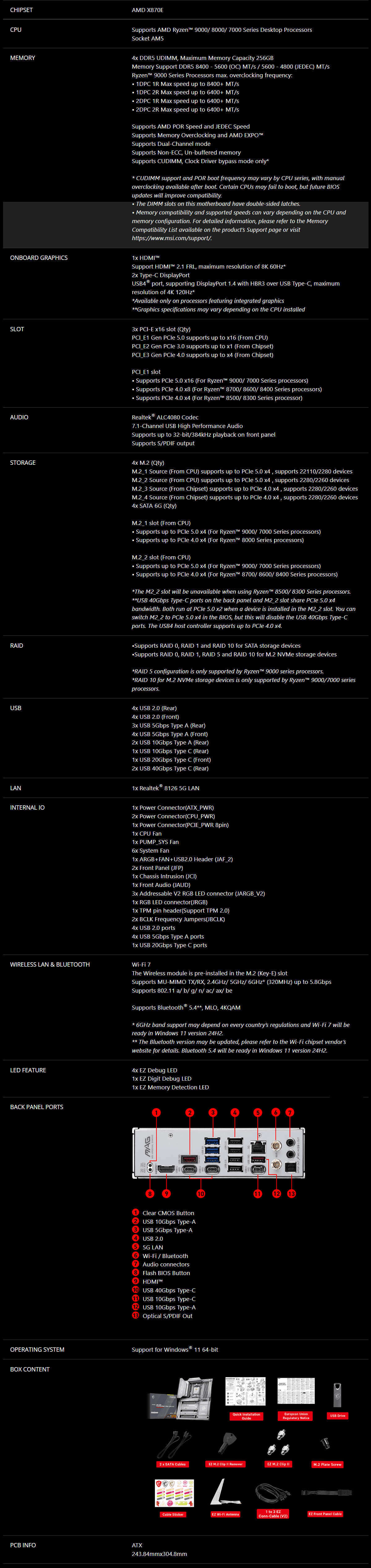 MSI MAG X870E TOMAHAWK MAX WIFI PZ