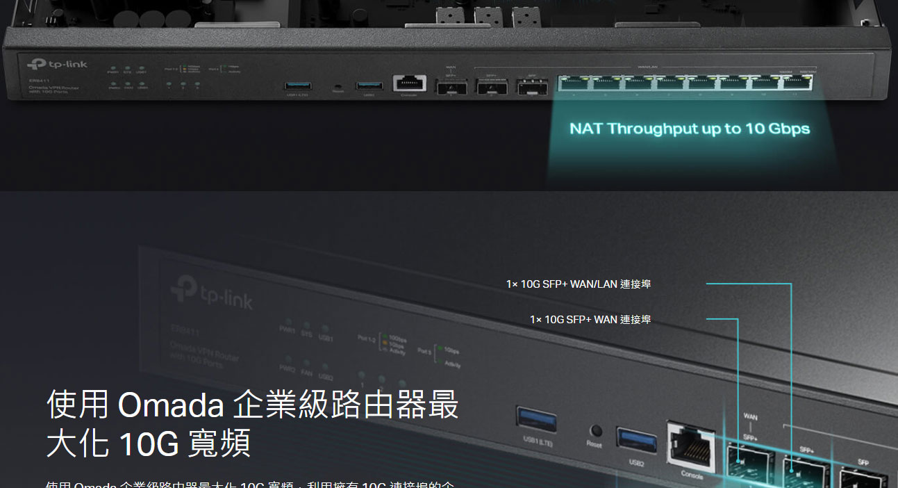 TP-LINK Omada 10G VPN 路由器 ( ER8411(UN) Ver:1.2 )