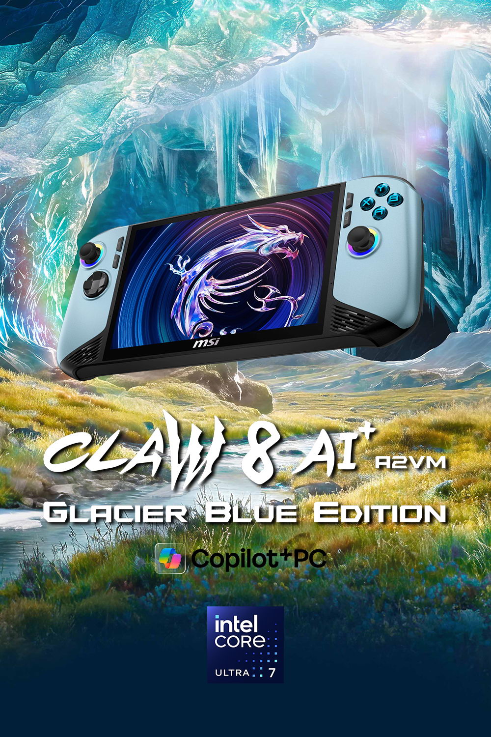 MSI Claw 8 AI+ A2VM Glacier Blue Editio