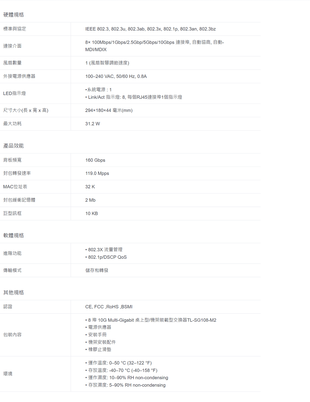 TP-LINK 8 埠 10G 桌上型/機架裝載型交換器 ( TL-SX1008(UN) Ver:4.4 )