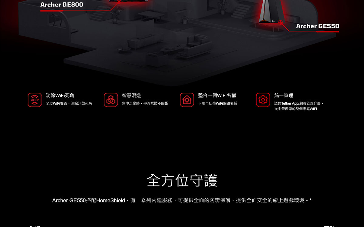 TP-LINK BE9300三頻 Wi-Fi 7 電競路由器 ( Archer GE550(US) Ver:2.0 )