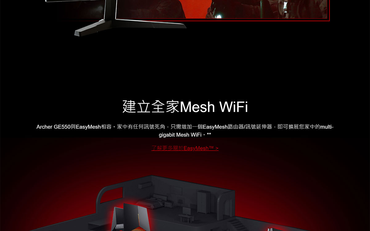 TP-LINK BE9300三頻 Wi-Fi 7 電競路由器 ( Archer GE550(US) Ver:2.0 )