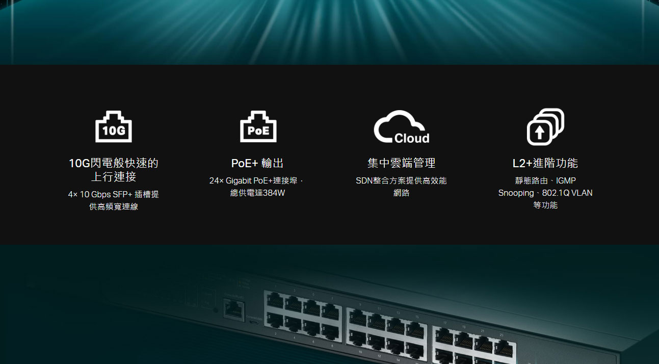 TP-LINK Omada 24 埠 Gigabit 和 4 埠 10GE SFP+ L2+ 管理型交換器 (含 24 埠 PoE+) ( SG3428XMP(UN) Ver:3.3 )