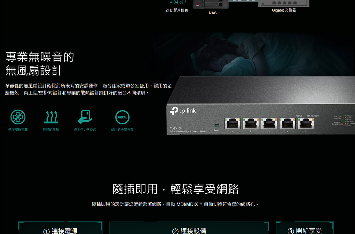 TP-LINK 5 埠 10G 桌上型交換器 ( TL-SX105(UN) Ver:4.4 )