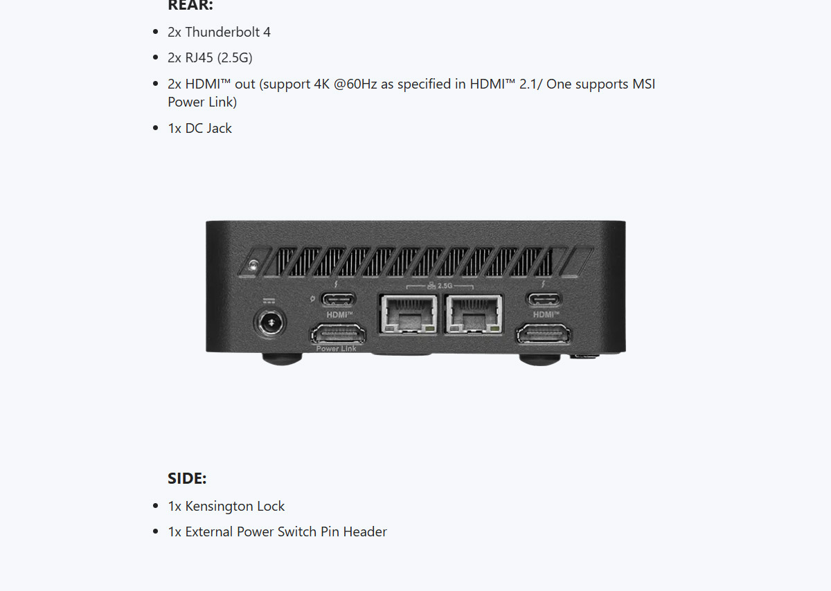 MSI Cubi NUC AI+ 3MG-017B ( Cubi NUC AI+ 3MG-017BTW-B7355XX )