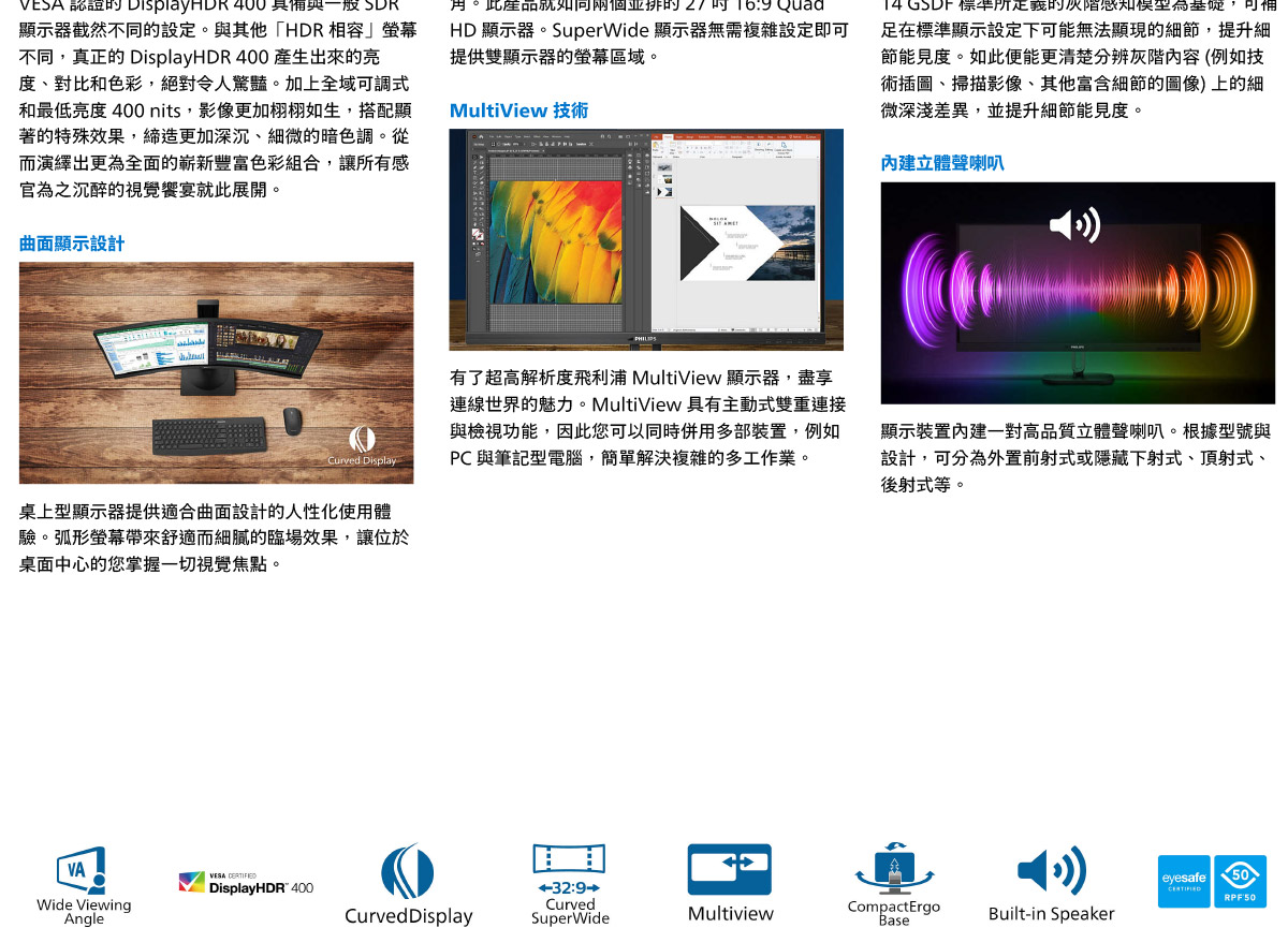 PHILIPS 49B2U5900C曲面顯示器