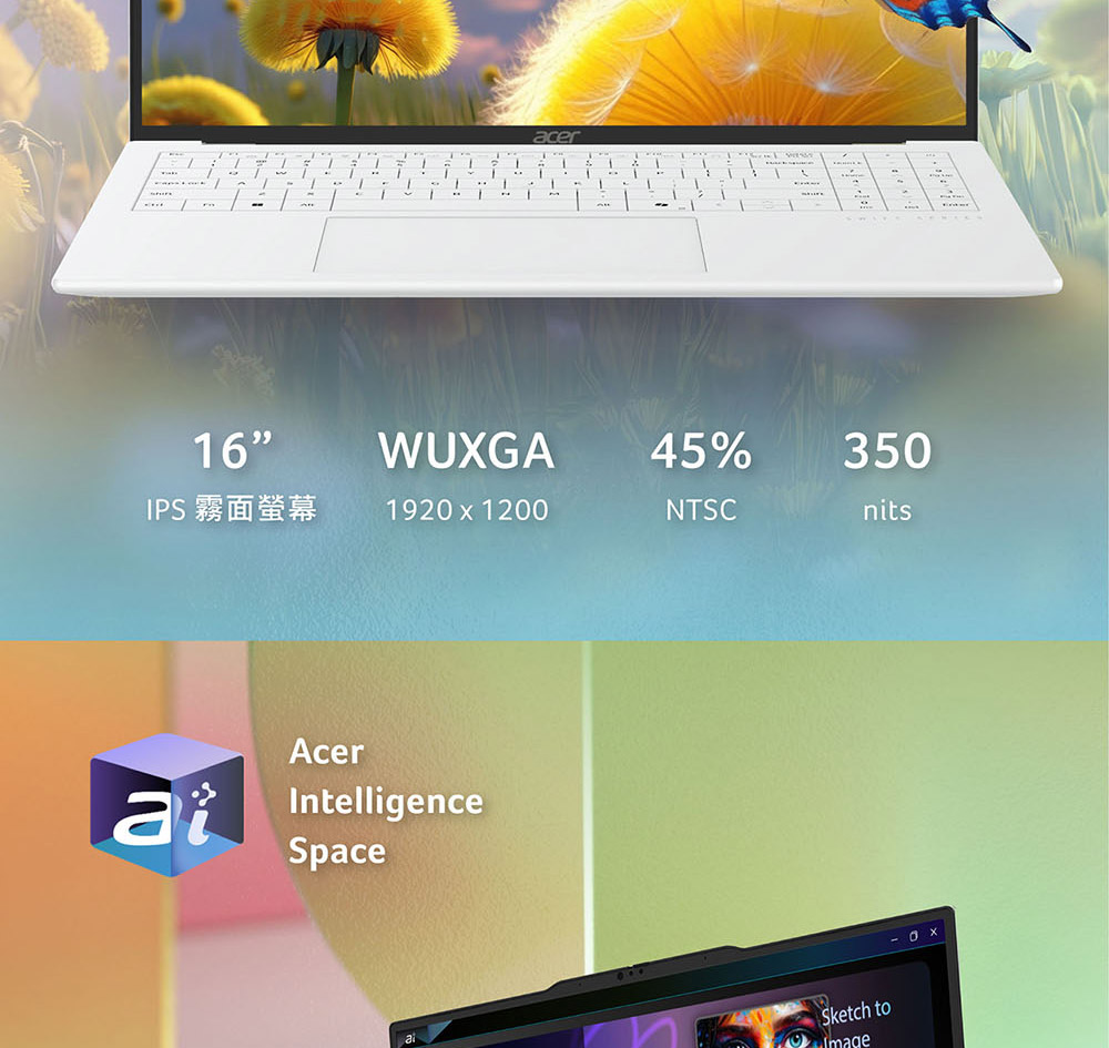ACER Swift Air系列:SFA16-61M-R8U8(銀) ( UN.DHJTA.001 )